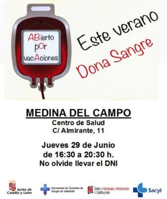 Medina del Campo: Mañana, donación de sangre en el Centro de Salud