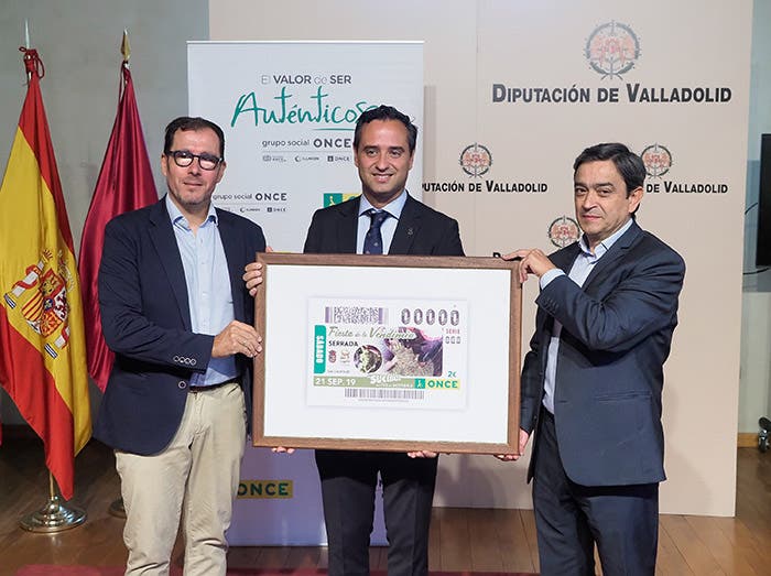 La Diputación de Valladolid presenta el Cupón de la Once dedicado a la Vendimia de Serrada