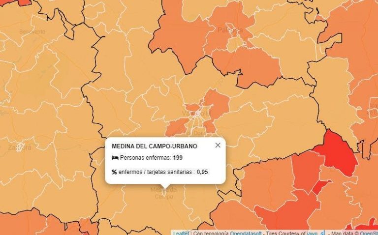 Datos de contagiados con COVID-19 por zona básica de salud en Medina del Campo y provincia