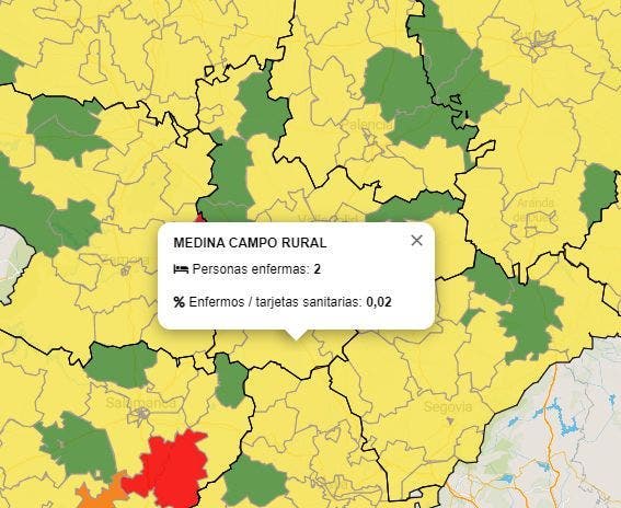La zona básica de salud de Medina del Campo Rural solo cuentan con 2 positivos por COVID-19 en los últimos 7 días