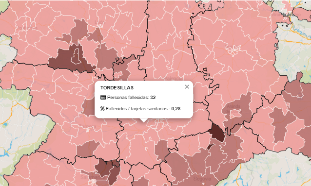 La zona de salud de Tordesillas registra el mayor número de muertes por el virus y Olmedo el de mayor porcentaje