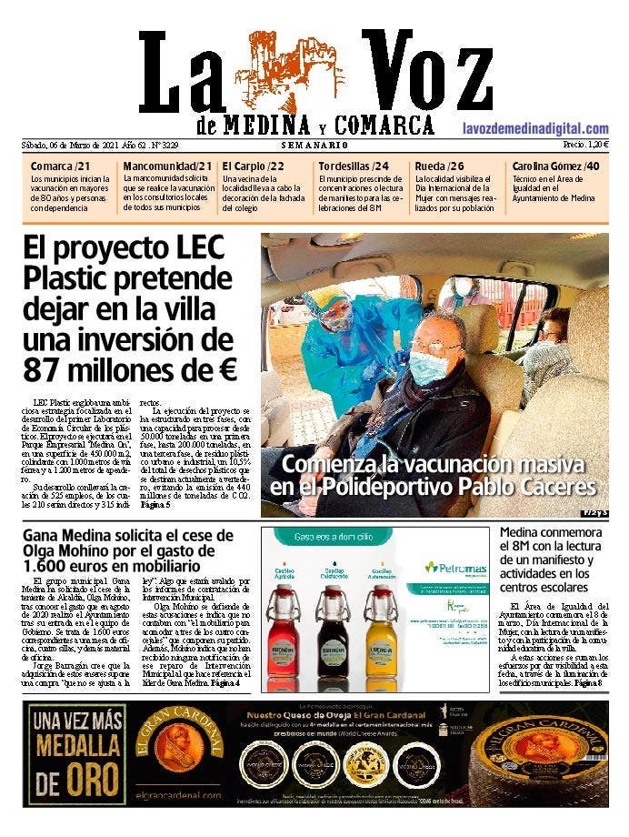 La portada de La Voz de Medina y Comarca (06-03-2021)