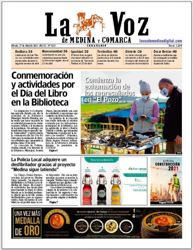 La portada de La Voz de Medina y Comarca (17-04-2021)