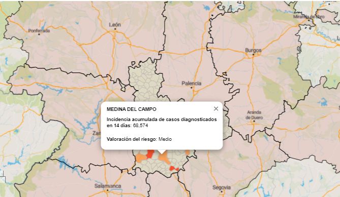 La incidencia por COVID-19 en Medina del Campo ya está por debajo de la media de la provincia de Valladolid