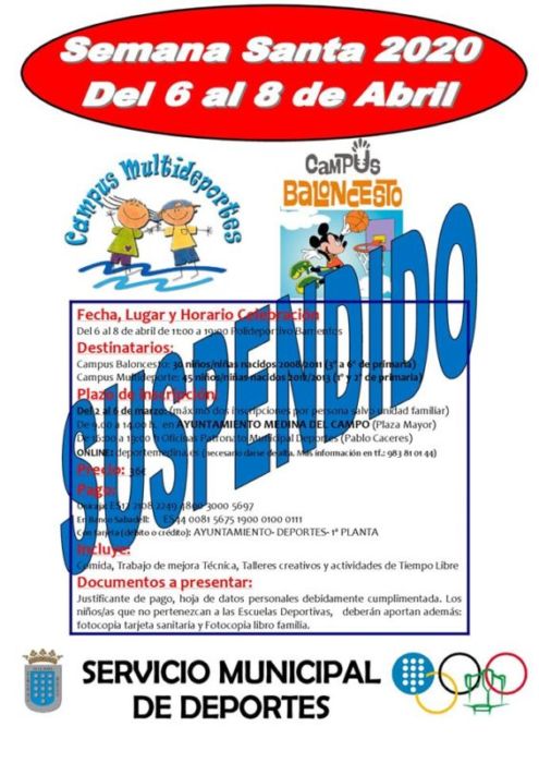 Suspendido el Campus Multideporte de Semana Santa en Medina del Campo