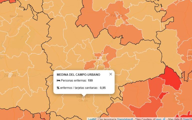 Datos de contagiados con COVID-19 por zona b?sica de salud en Medina del Campo y provincia
