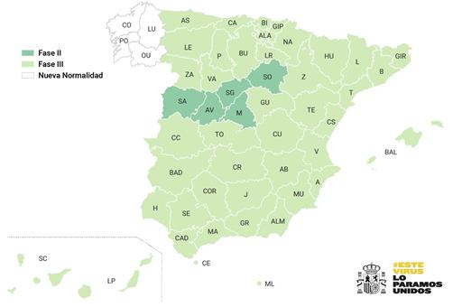 Solo Madrid y cuatro provincias de Castilla y León se quedan en Fase 2