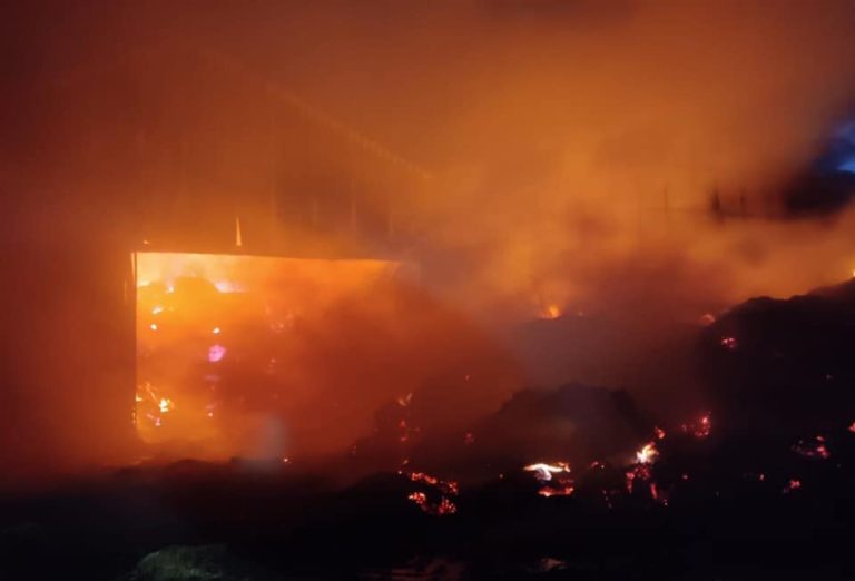 Un incendio destroza dos naves que almacenaban forraje