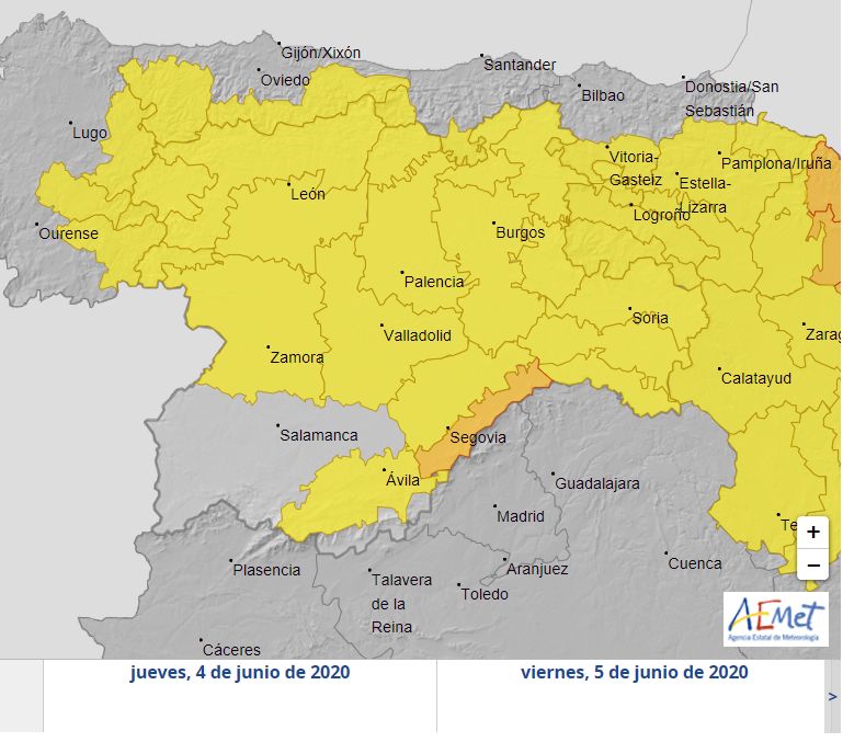 Aviso amarillo por fuertes lluvias con precipitaciones en Medina y Comarca podr?an alcanzar los 20 mm/hora