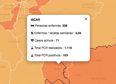 Continúan subiendo los casos activos de Covid-19 en las zonas básicas de Íscar y Tordesillas