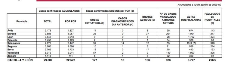 Castilla y León notifica hoy 177 nuevos casos de la enfermedad COVID-19