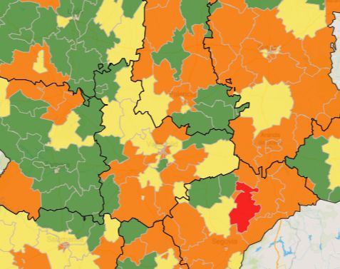 Las zonas b?sicas de salud de Olmedo, Tordesillas, Portillo y Medina Rural en naranja por COVID-19