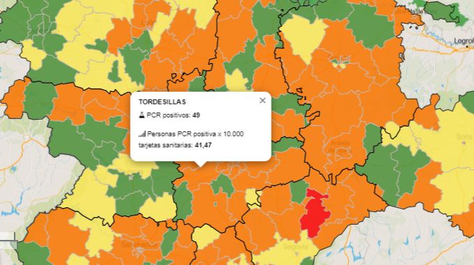 La zona b?sica de salud de Tordesillas cuenta con 49 positivos en la Última semana