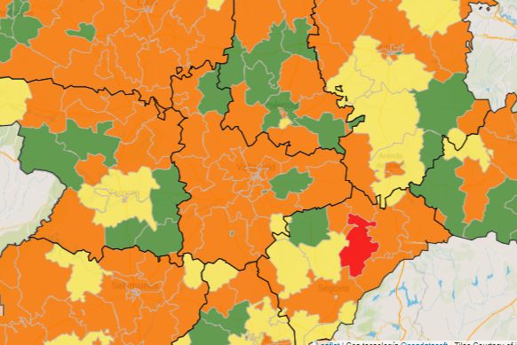 Todas las zonas b?sicas de salud de la provincia de Valladolid en nivel naranja excepto Medina Urbano, Tudela y Villal