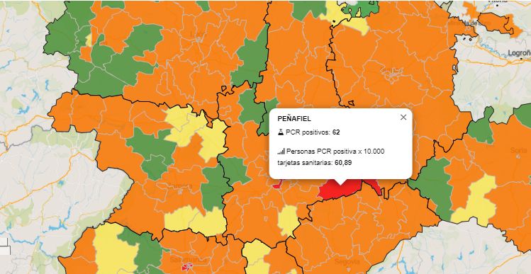 Peñafiel en nivel rojo tras recibir 62 positivos en la Última semana