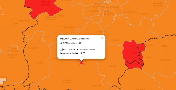 Medina del Campo Urbano reduce considerablemente su PCR positivos semanales pero mantiene los casos activos