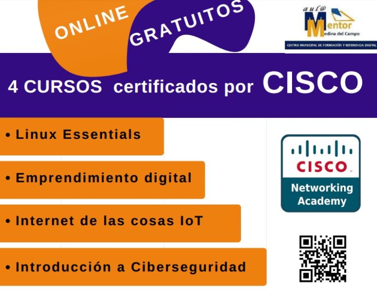 El Ayuntamiento de Medina del Campo oferta cursos online gratuitos desde el Aula Mentor, certificados por Cisco y Salesforce