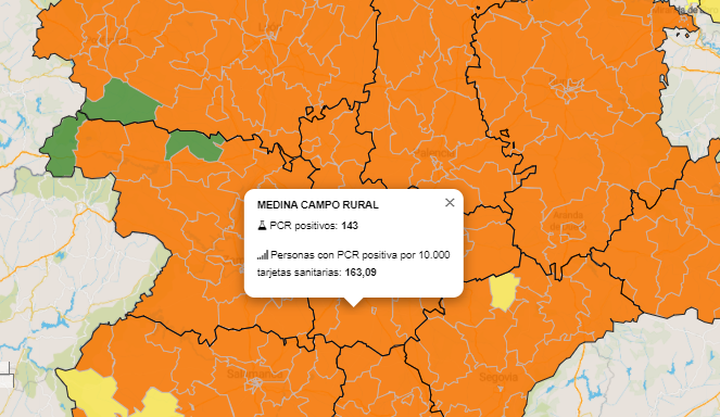 Los pueblos de Medina Rural tienen el porcentaje de positivos mas alto de la provincia de Valladolid