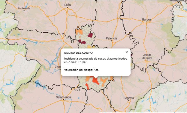 Medina del Campo mejora sensiblemente la incidencia acumulada de casos diagnosticados