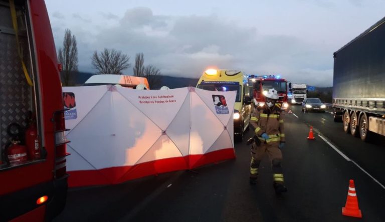 Un varón resulta herido tras ser atropellado por un cami?n en la A-1