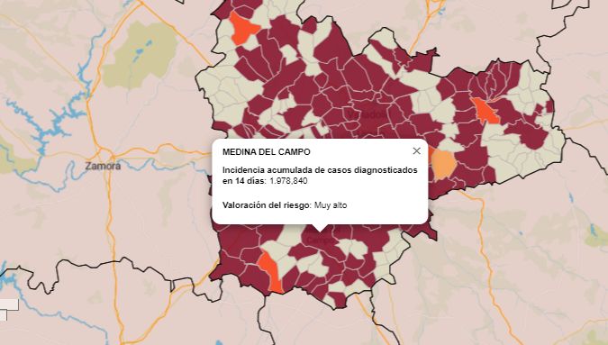 COVID-19: Medina del Campo logra bajar de 2.000 la incidencia a pesar de los 19 positivos de ayer
