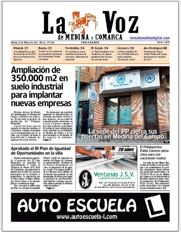 La portada de La Voz de Medina y Comarca (27-02-2021)