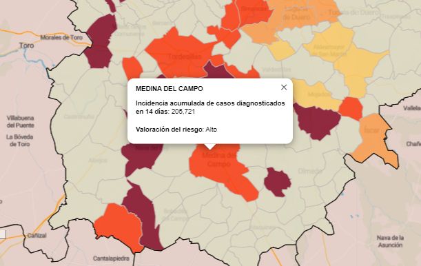 COVID-19: La incidencia acumulada en 14 días en Medina logra estar por debajo de la media nacional y se sitúa en 205