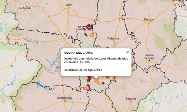 La valoración del riesgo por COVID-19 baja a nivel «Medio» en Medina del Campo
