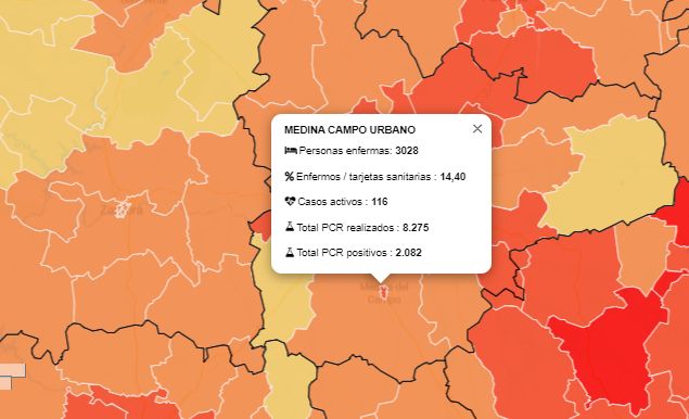 Los casos activos en Medina se mantienen en 116 a pesar de la mejora de positivos de los últimos días