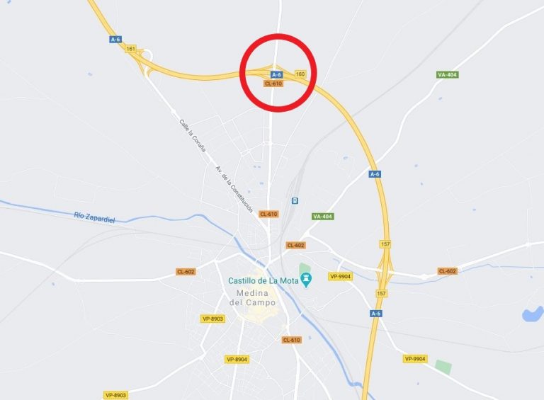 Obras en el enlace 160 de la A6 a la altura de Medina del Campo