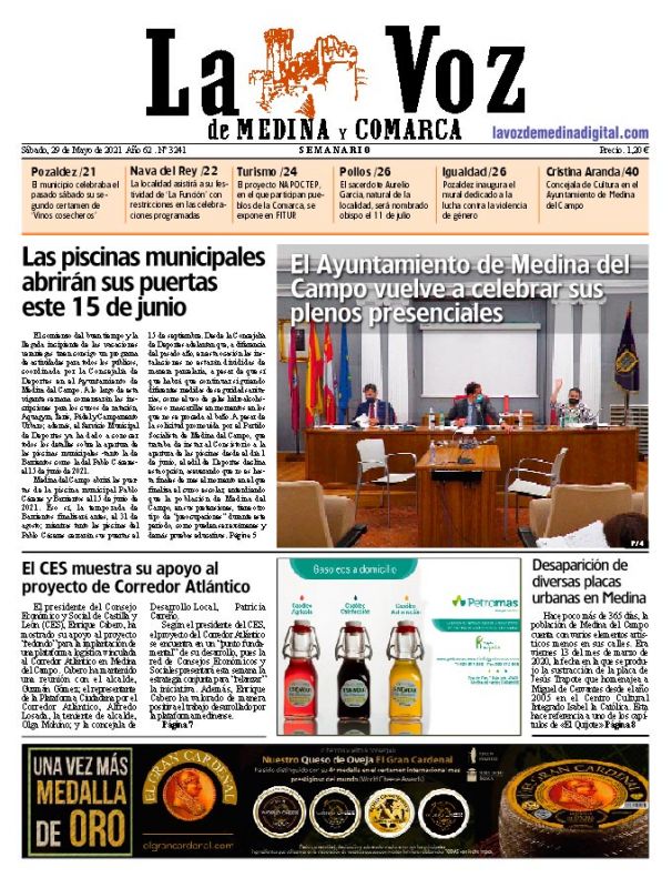 La portada de La Voz de Medina y Comarca (29-05-2021)