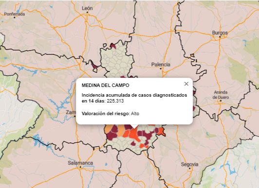 Medina del Campo no registra ningún PCR positivo, pero la incidencia sigue en 225