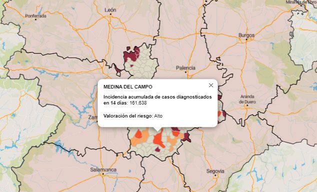 La incidencia acumulada en Medina del Campo vuelve a superar el nivel 150 marcado por la Junta para la toma de medidas especiales