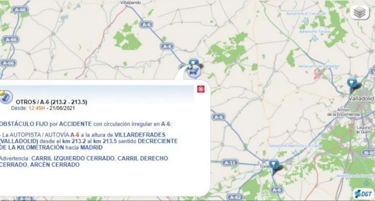 Tráfico irregular en la A-6 por un accidente a la altura de Villardefrades