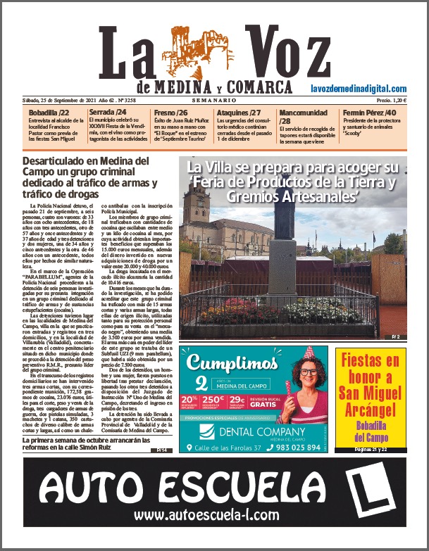 La portada de La Voz de Medina y Comarca (25-09-2021)
