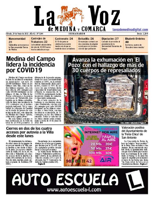 La portada de La Voz de Medina y Comarca (19-06-2021)