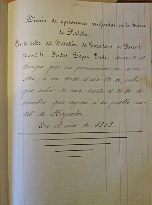 Un diario de la Guerra de Marruecos, ‘tesoro oculto’ de junio en el Archivo Histórico de Segovia