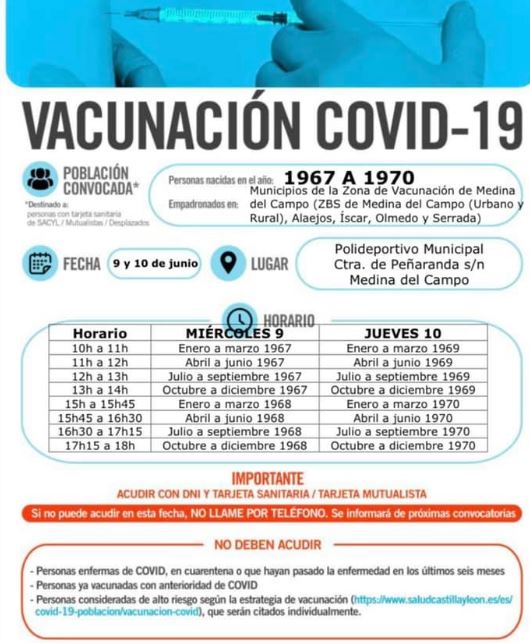 Llamada masiva a vacunar en Medina para los nacidos entre 1967 y 1970