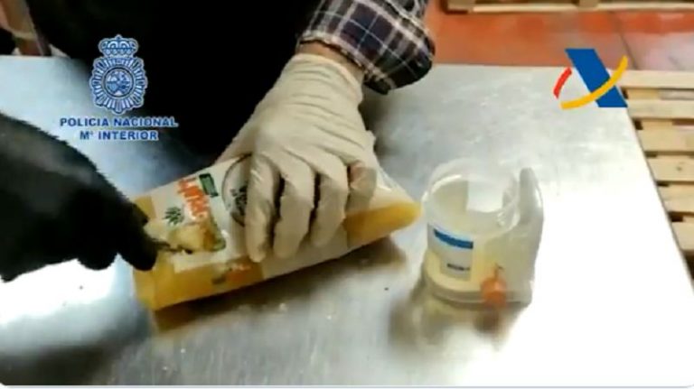 Incautados en Madrid 800 kilogramos de cocaína mezclada con pulpas de piña congelada