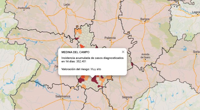 Medina del Campo sigue registrando malos datos de contagios por COVID-19 y vuelve a acercarse a los 100 casos activos
