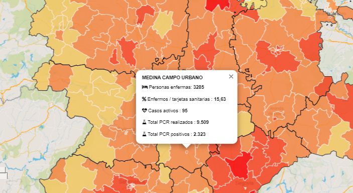 Bajan los positivos diarios en Medina del Campo pero se mantienen 95 casos activos