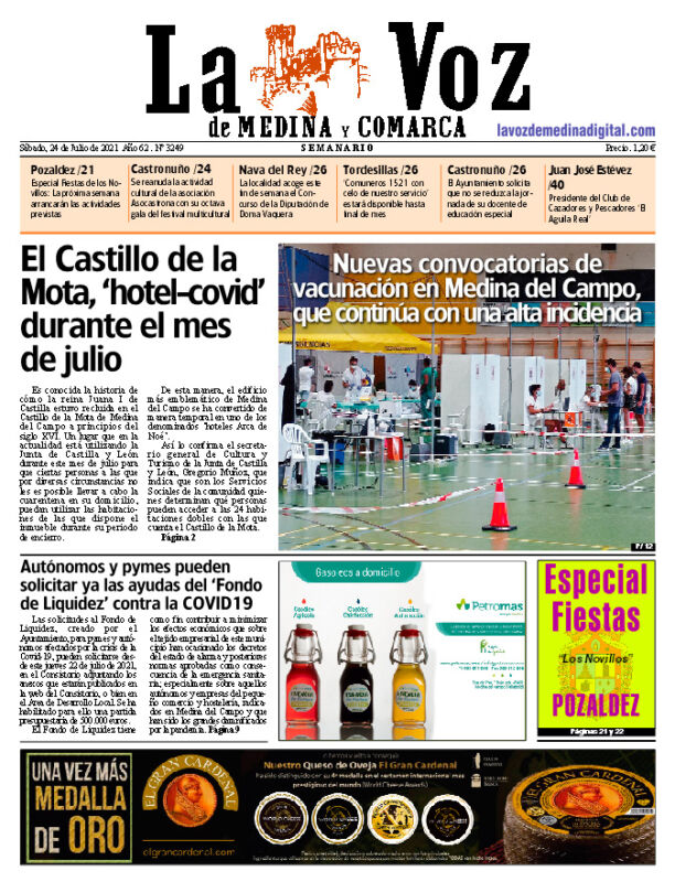 La portada de La Voz de Medina y Comarca (24-07-2021)