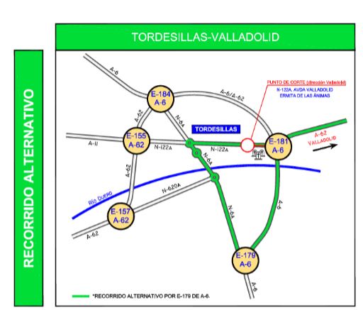 El paso superior de la A-62 en Tordesillas se reabre al tráfico el viernes