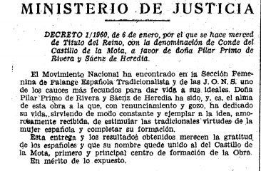 El Condado del Castillo de la Mota podría quedar sin efecto con la nueva Ley de Memoria Democrática