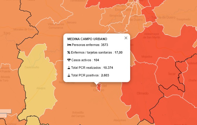 Medina del Campo registra 6 PCR positivos en las últimas 24 horas y suma 104 casos activos por COVID-19