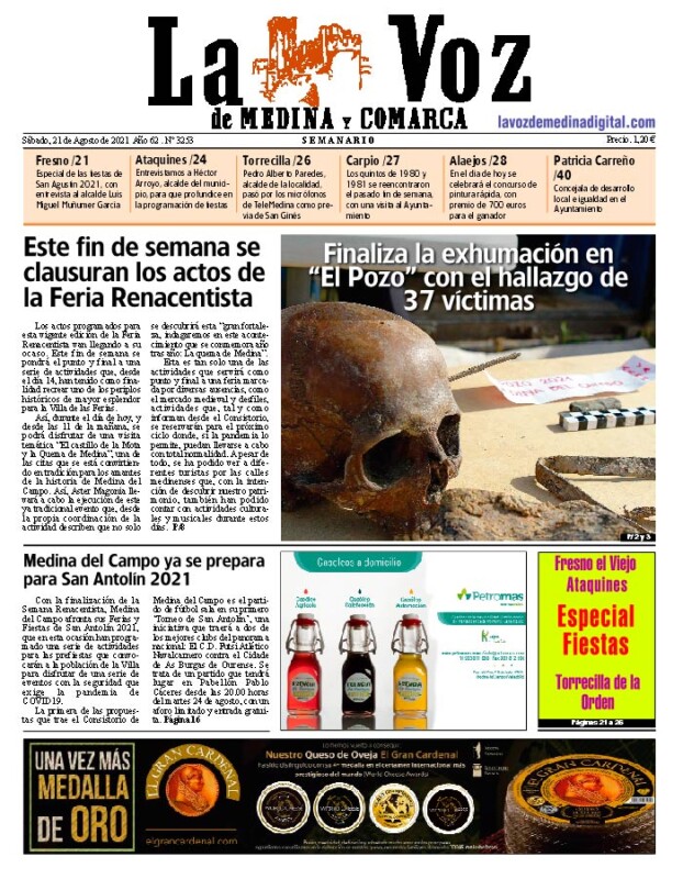 La portada de La Voz de Medina y Comarca (21-08-2021)