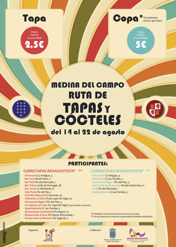 El Ayuntamiento de Medina del Campo y la Asociación de Hostelería organizan la ruta de Tapas y Cócteles