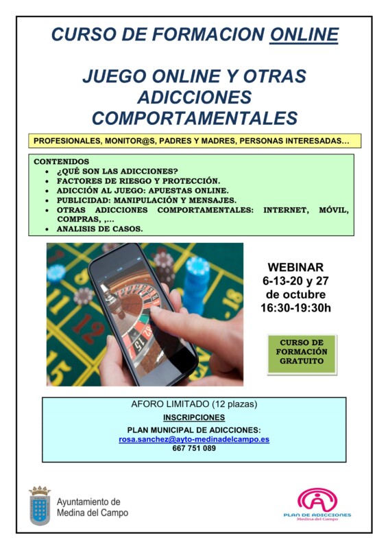 El Ayuntamiento de Medina del Campo imparte un curso gratuito sobre ‘Adicción al juego y otras adicciones comportamentales’