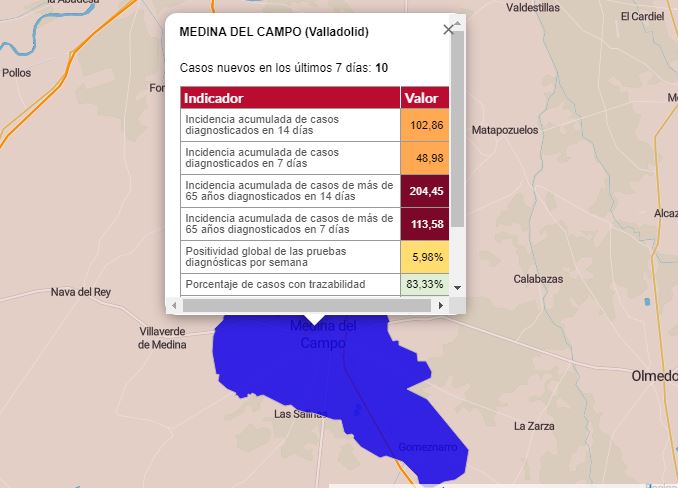 Medina del Campo aumenta dos positivos semanales y sube la incidencia acumulada