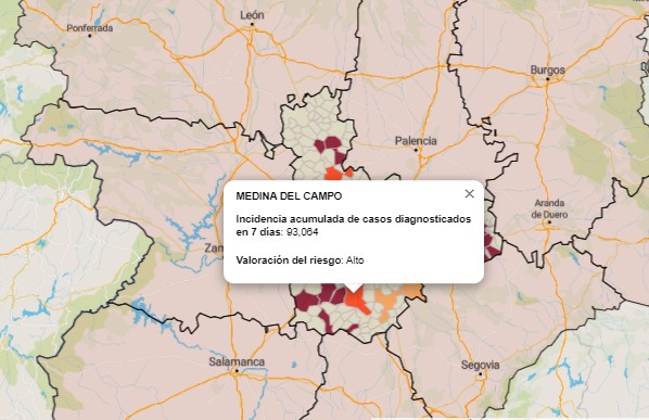 Sigue bajando la incidencia acumulada por COVID-19 en Medina del Campo que no registró ningún positivo ayer martes